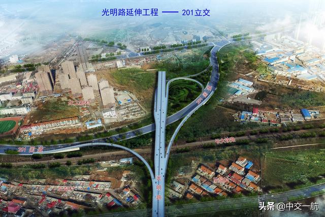 正文  光明路延伸工程主线为城市快速路,南起梭鱼湾20号路,顺接大连湾