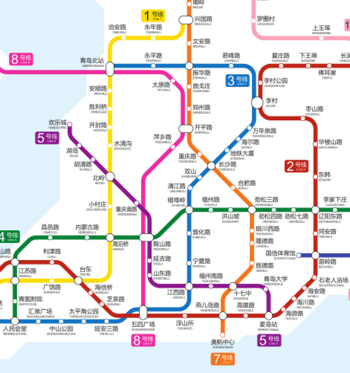 七条地铁线齐开 根据《青岛市城市轨道交通近期建设规划(2017-2023)》