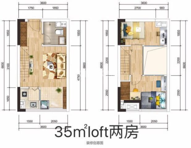 东莞新房 东莞楼盘 莞城区楼盘 卓越中寰 卓越中寰户型图  居室:1室2