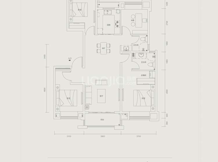 建发金茂玺悦e户型户型图(链家网)