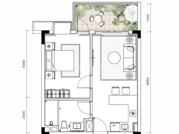 1室1厅1卫在售 建面 55m朝向待定 约55万/套 阳台干湿分离户型方正