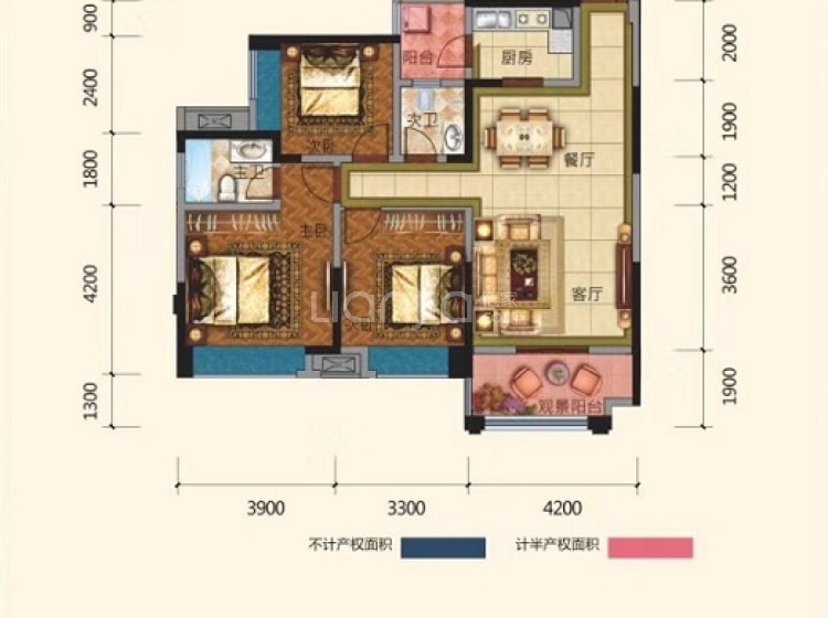 金雁·欧城联邦b2户型图(链家网)