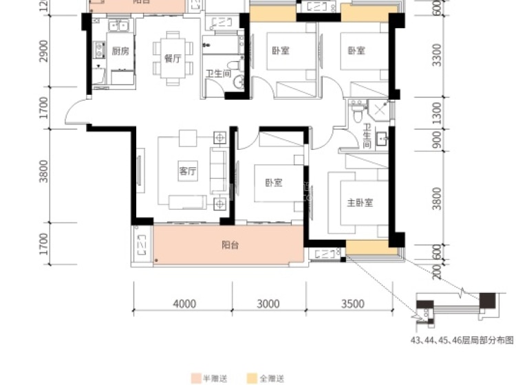 明升壹城d户型户型图(链家网)