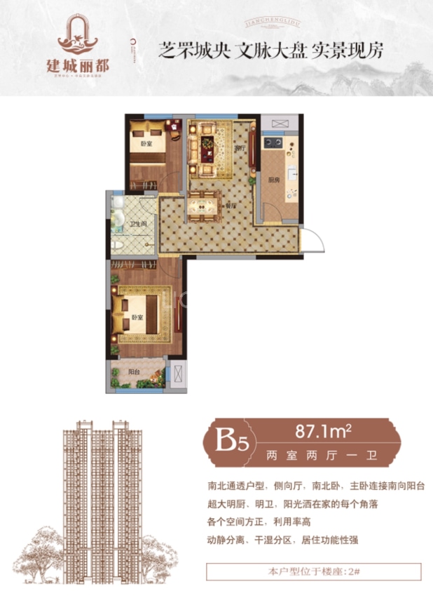 烟台新房 烟台楼盘 芝罘楼盘 建城丽都 建城丽都户型图 居室:2室2厅1