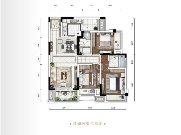 电建洺悦城高层a1户型户型图(链家网)