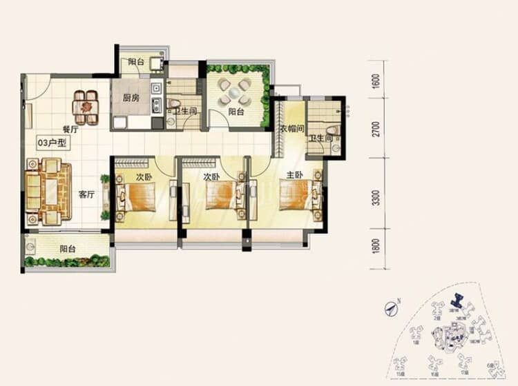 颐安灏景湾119㎡户型户型图(链家网)