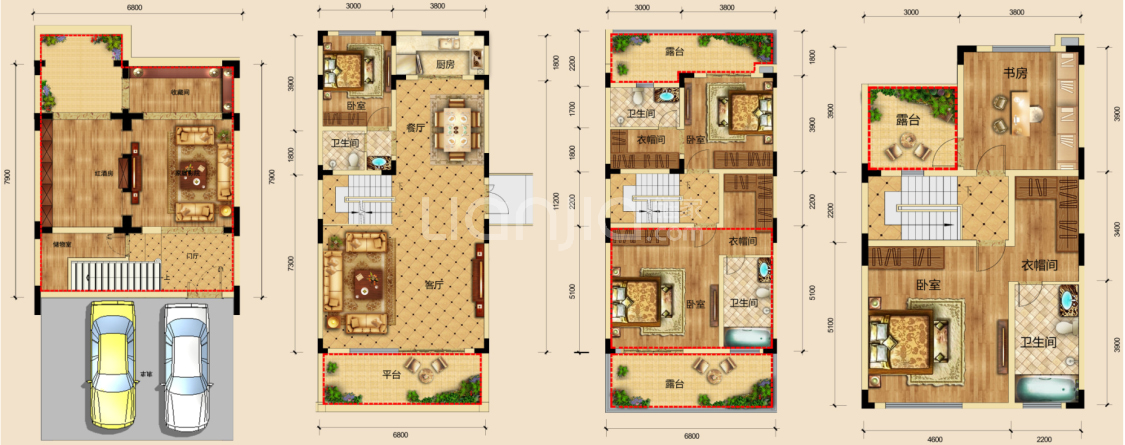 保利湖心岛a户型户型图(链家网)