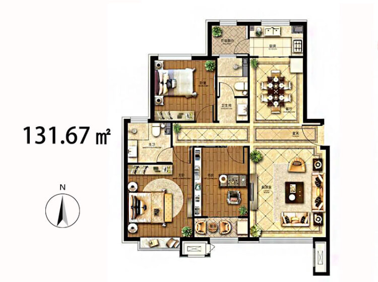 国赫天著131.67㎡户型户型图(链家网)