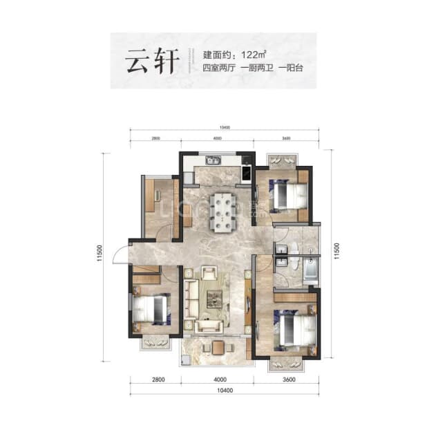 昆明新房 昆明楼盘 盘龙楼盘 远洋青云府 远洋青云府户型图 居室:3室2