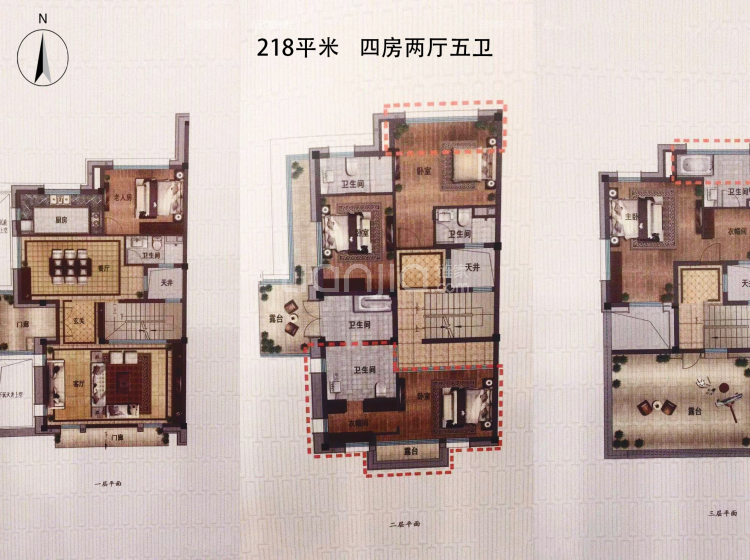 碧桂园越溪府218平米户型图(链家网)