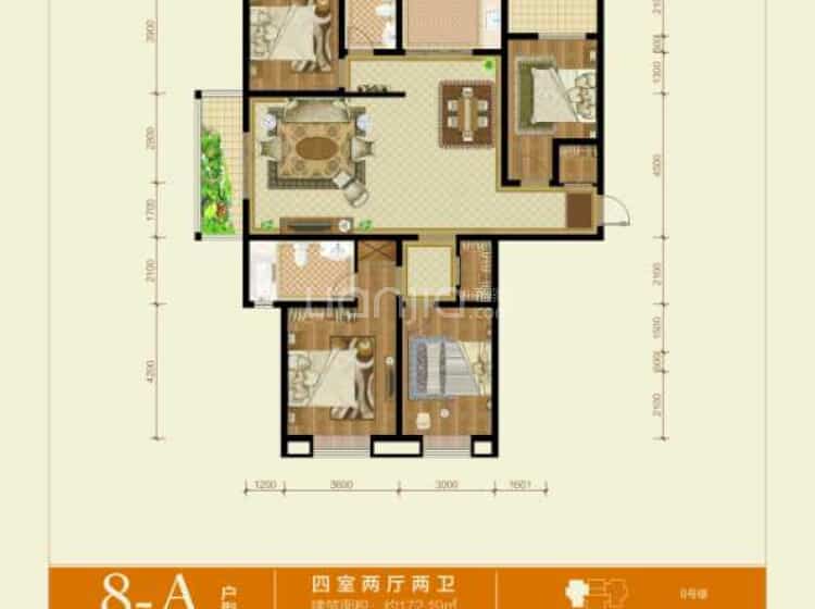 德元府8-a户型户型图(链家网)