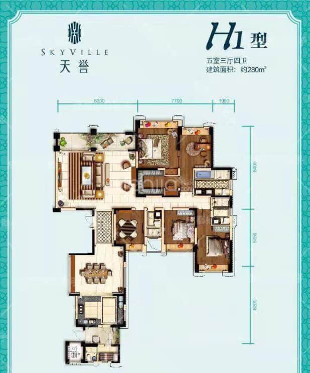 成都新房 成都楼盘 锦江楼盘 环球汇天誉 环球汇天誉户型图 居室:3室2