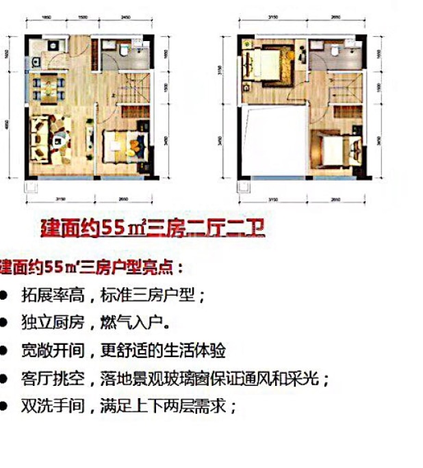 东莞新房 东莞楼盘 莞城区楼盘 卓越中寰 卓越中寰户型图  居室:2室2