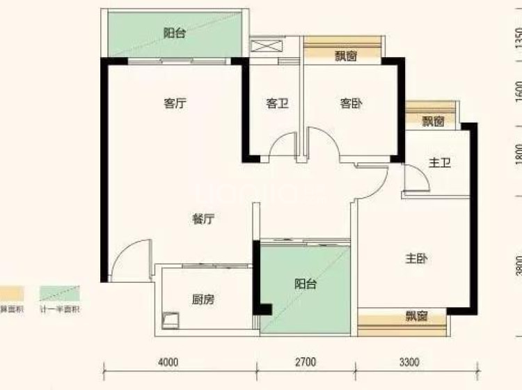 文华郦苑90㎡户型户型图(链家网)