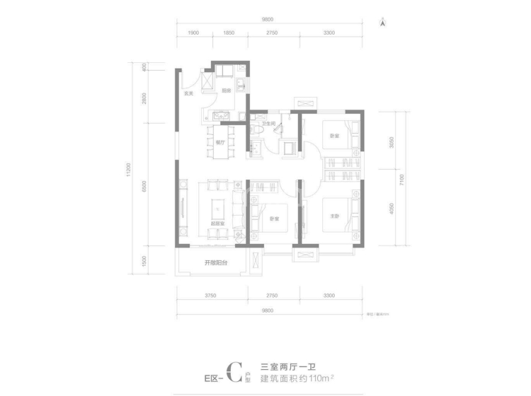 富力金禧城e区c户型户型图(链家网)