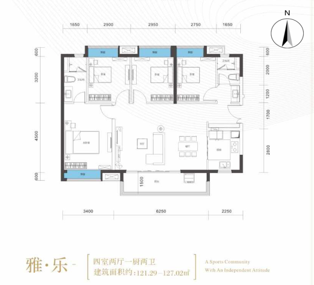 长沙新房 长沙楼盘 望城楼盘 时代年华 时代年华户型图 居室:4室2厅2