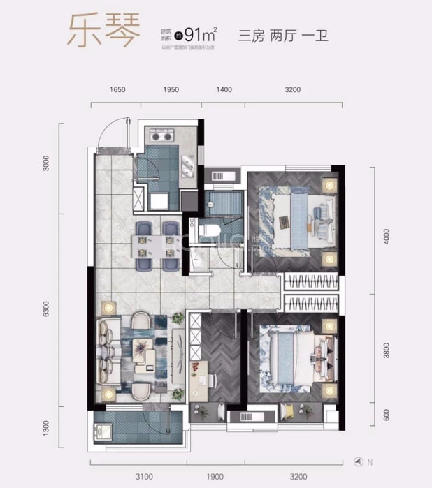 武汉新房 武汉楼盘 沌口开发区楼盘 兰亭大境 兰亭大境户型图 居室:3