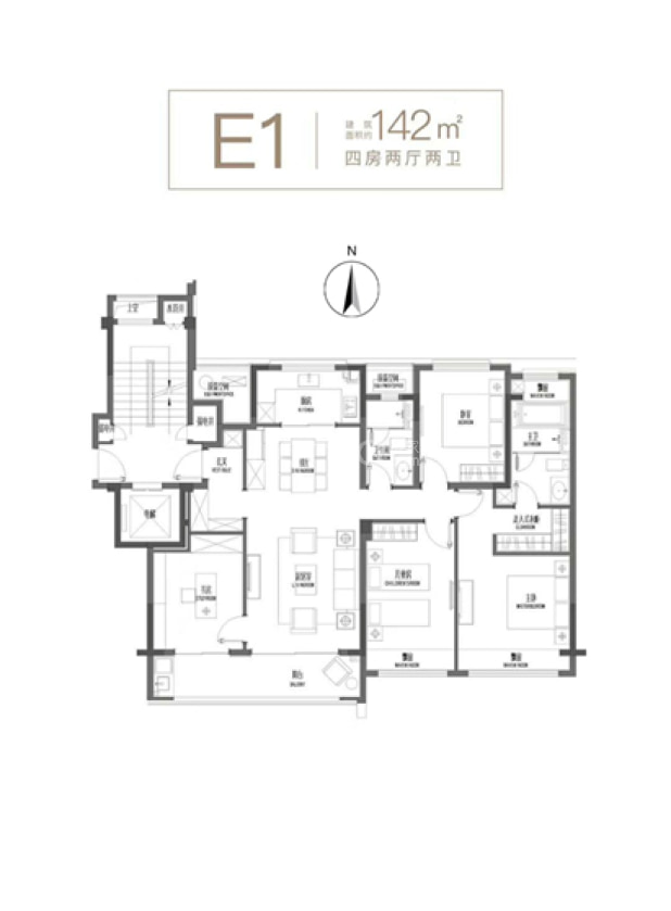 中城汇midtown 中城汇midtown户型图 居室:4室2厅2卫 建面:125m均价