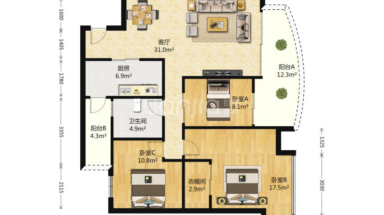 整租· 龙湖枫香庭 3室2厅 3200元