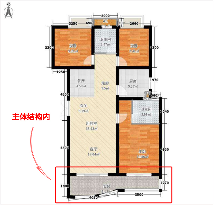 阳台的建筑面积怎么算,计入房屋主体结构吗?