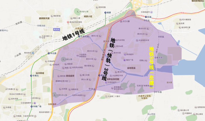 大连楼盘 目前泉水商圈内有两条地铁线路(1号线,3号线)经过,加上目前