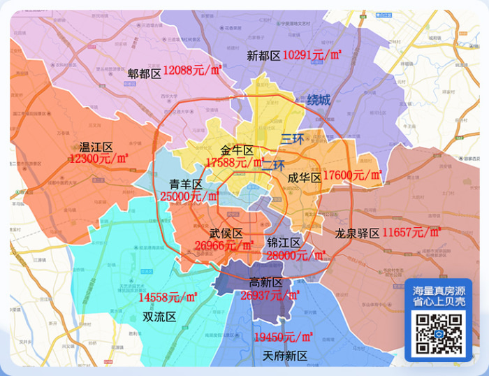 成都各区房价地图,首付30万左右可以买哪里