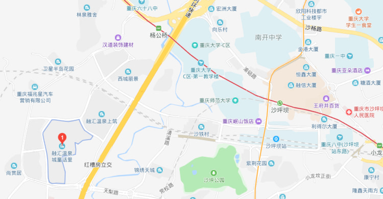 楼盘区位沙坪坝区梨树湾 周边有内环快速路,天梨路等,交通路网密集.