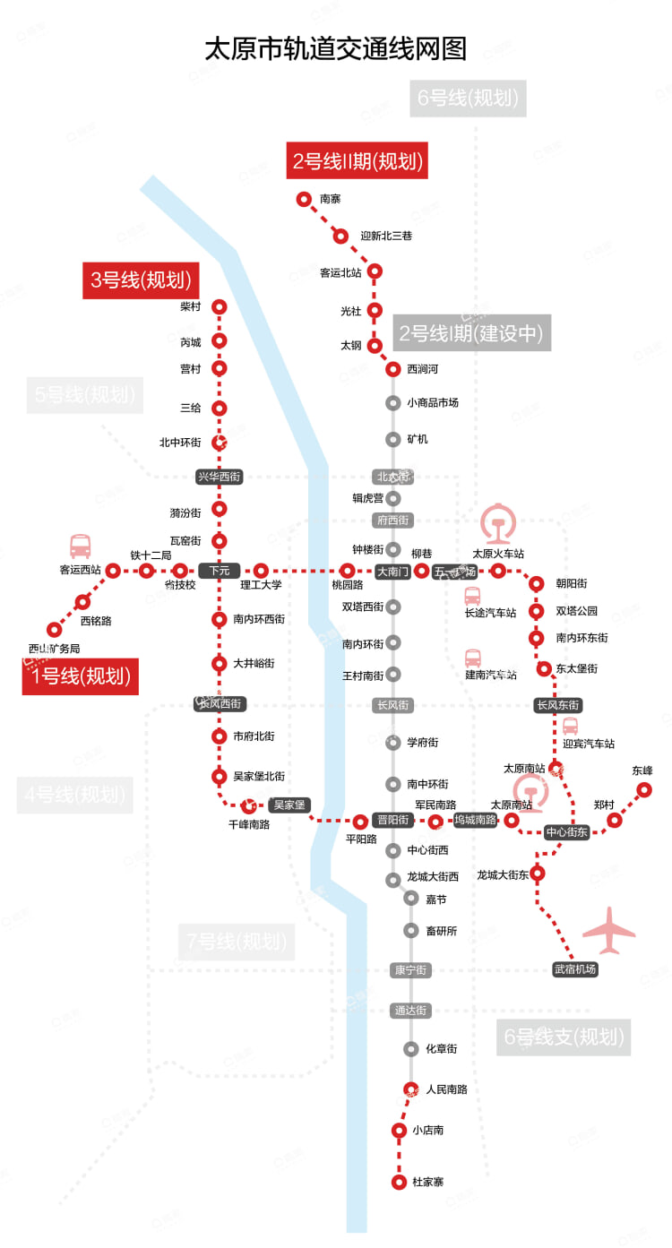 据《太原市城市轨道交通建设规划》,2018年着重开建1号线一期工程,2号