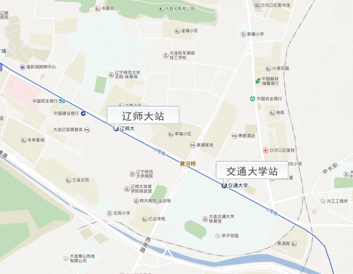 地铁2号线:辽师交大商圈有2个地铁站点,分别是交通大学地铁站,辽师大