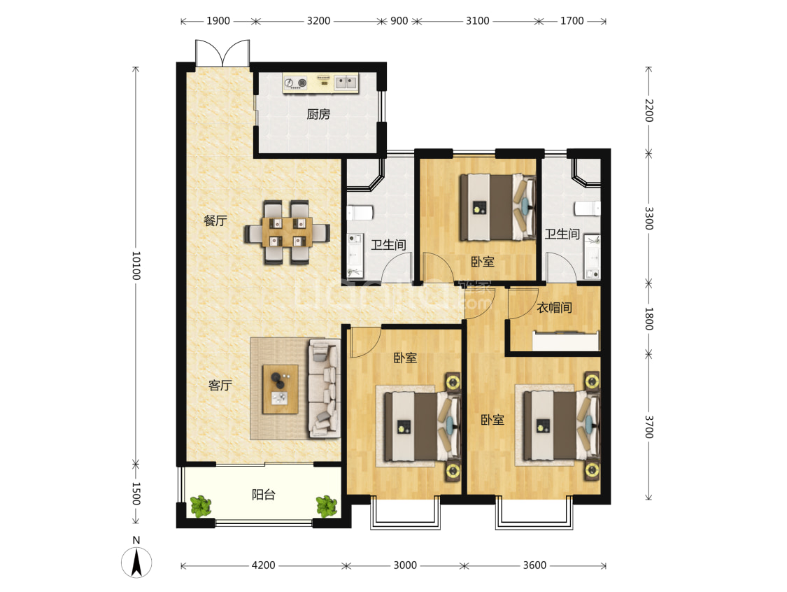 山煤·上德院b1户型户型图(链家网)