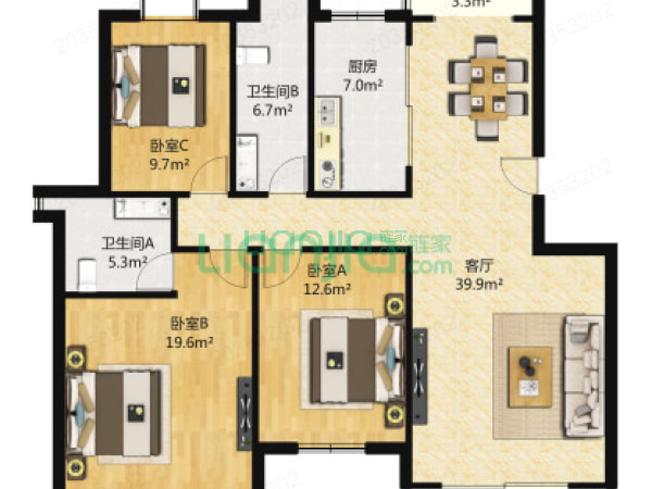 赛世香樟园 3室2厅 7000元租房|房屋出租(南京链家网)