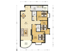 3室1厅2卫 145㎡-北京京贸国际公寓户型图