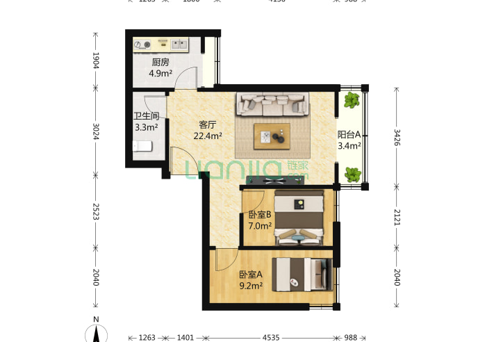 住欣家园 2室1厅1卫 70 户型