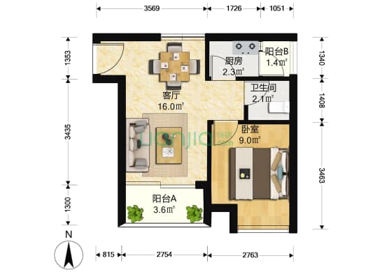 丹枫雅苑 1室1厅 210万