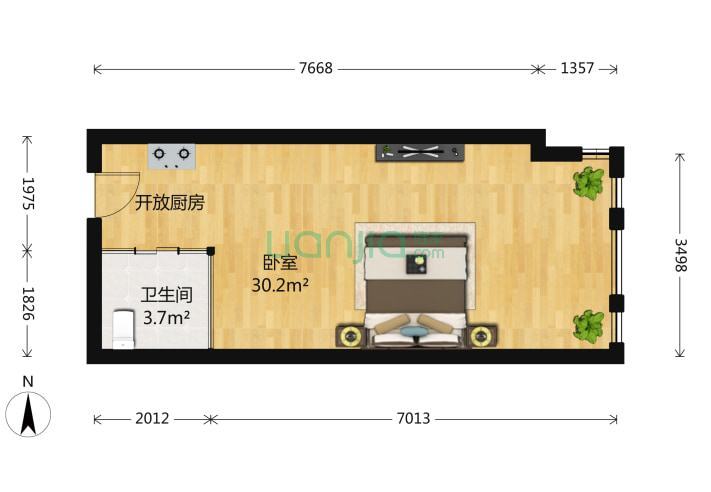 1室0厅1卫50.16-北京首开熙悦睿府书香户型图