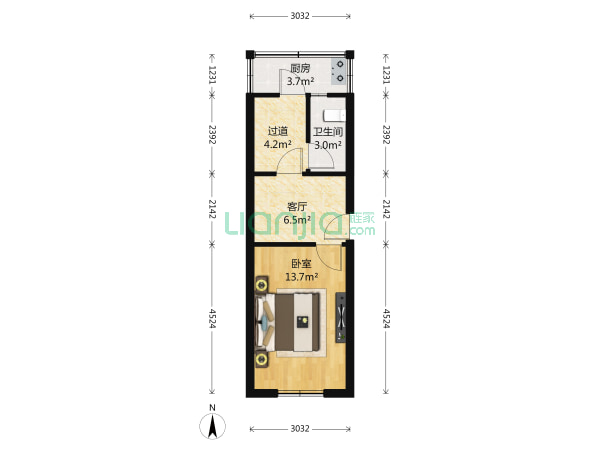 王家桥 2室1厅 1500元租房|房屋出租(大连链家网)