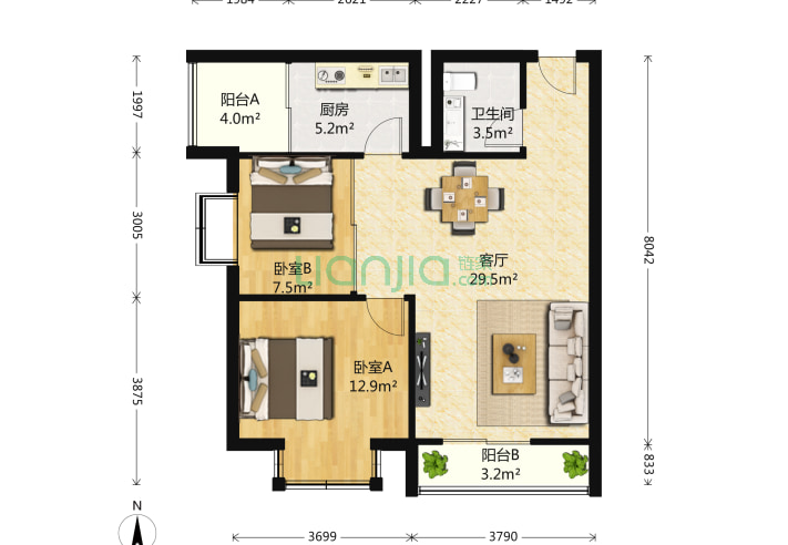 华纺易城2室1厅1卫897㎡