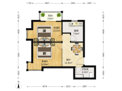 2室1厅1卫68.99-北京金兴苑户型图