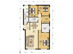 4室1厅2卫160.73㎡-天津富力华庭户型图
