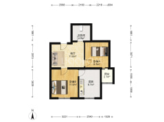 2室1厅1卫39.96㎡-北京万润家园户型图