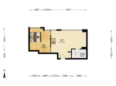 1室1厅1卫60.52㎡-北京华贸公寓户型图