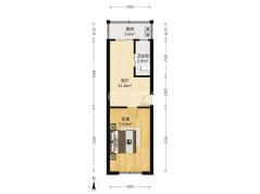 1室1厅1卫39.21㎡-天津倚虹东里户型图