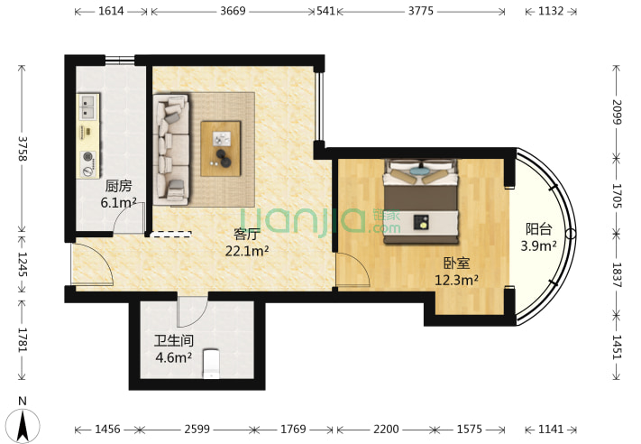 北京小区 朝阳小区 潘家园小区 百环花园 百环花园户型图 百环花园1室