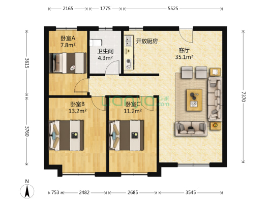 紫城御都东区 价格可议 两梯两户 万科物业-户型图