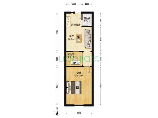 中南建筑设计院,小两房,低公摊,随时看房-户型图