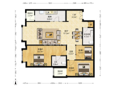 3室1厅2卫 129㎡-北京京贸国际公寓户型图