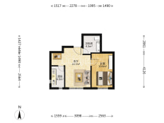 1室1厅1卫 50-北京清源佳园户型图