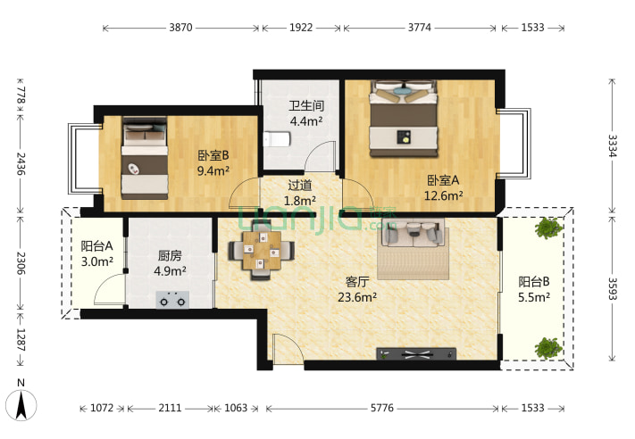 理想家园 2室1厅1卫 79 户型