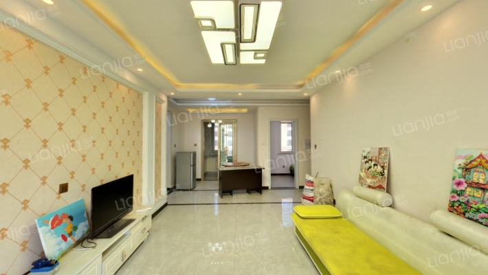 南北通透三居 主卧拐角飘窗 西户 客厅卧室都是落地窗-客厅