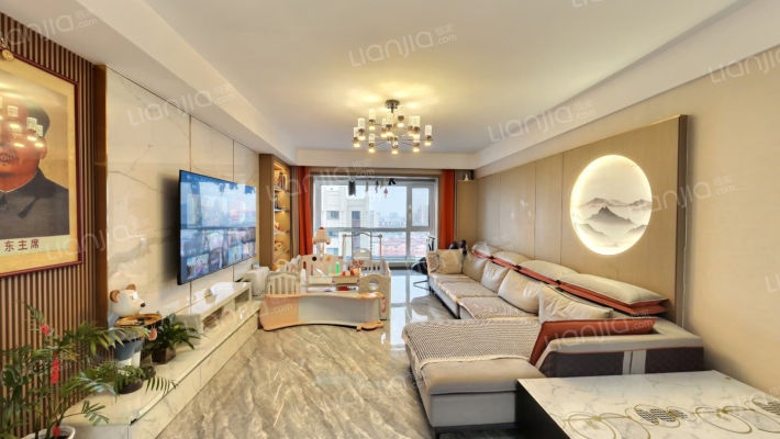 德信御府，精装三居室，拎包入住，带家具家电-客厅